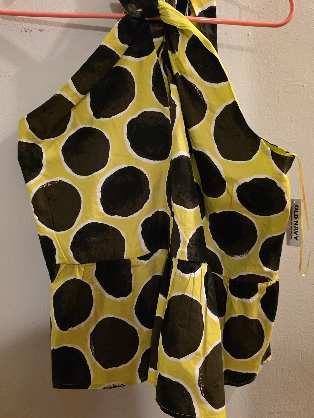 Old Navy × Christopher John Rodgers Yellow & Brown Polka Dot Halter Top